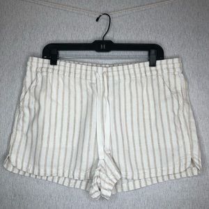 J Crew Women's New Seaside Short Linen Blend White Beige Drawstring Pockets L